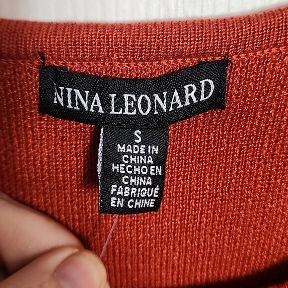 Nina Leonard Pumpkin Spice Belted Sweater Dress, NWT, Small - Picture 4 of 6